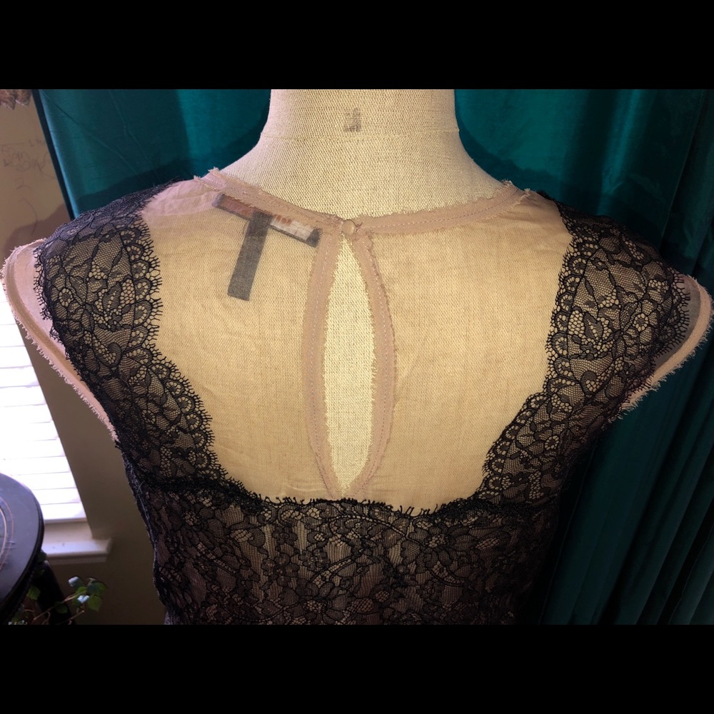 BCBG Maxazaria Sheer Organza & Lace Cocktail Dress - Picture 3 of 8